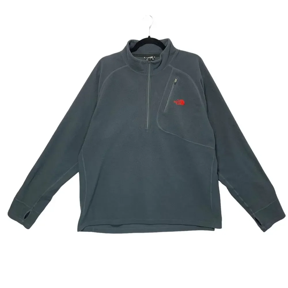 The North Face 1/4 Zip Fleece Long Sleeve Pullover Men's Sz 2XL Gray Casual